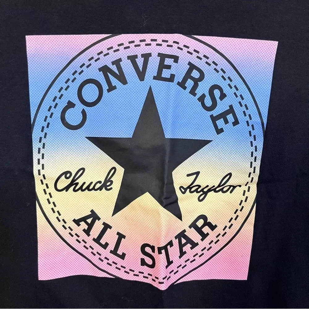 New With Tags Girls Black with Converse Logo Cap Sleeve Top Size XL